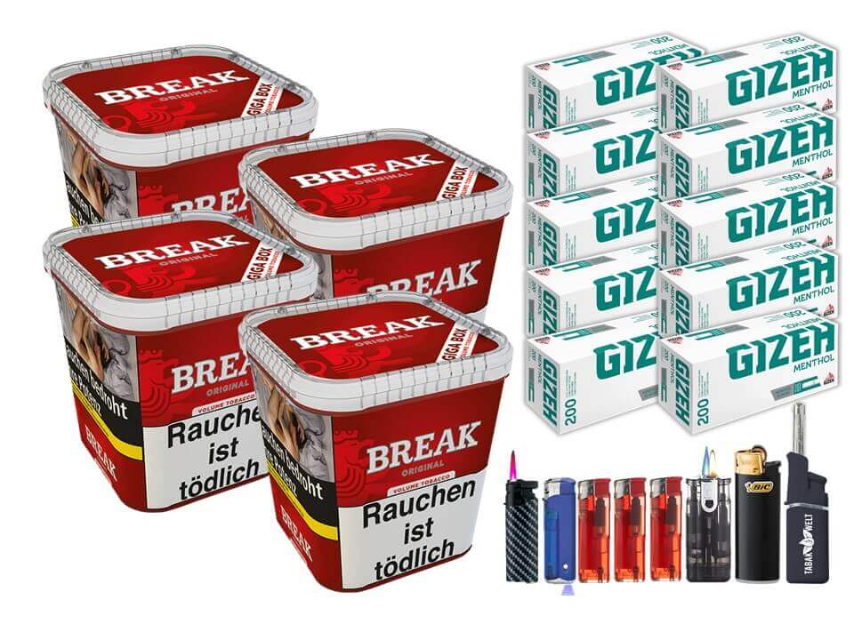 Break Original 4 x 230g Volumentabak 2000 Filterhülsen Uvm. Break Original 4 x 230g Volumentabak 2000 Filterhülsen Uvm.