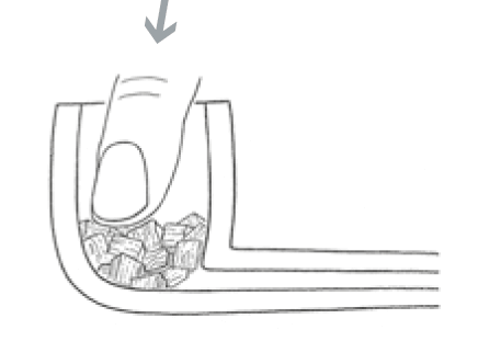 Eine grafische Darstellung, wie man eine Pfeife richtig anfaengt zu stopfen.